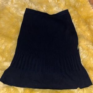 ST. JOHN black ribbed Santana knit fit & flare skirt